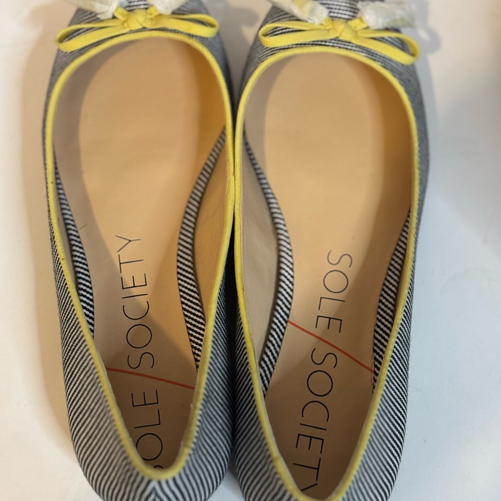 Sole Society Striped Flats with Yellow Accents - Picture 2 of 8